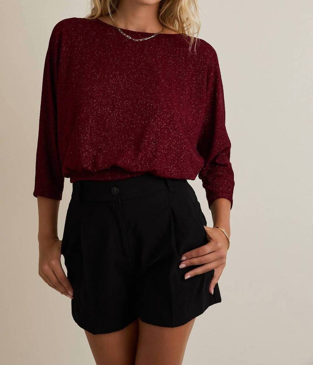 NEW GILLI the aurora lurex tie back top in burgundy
